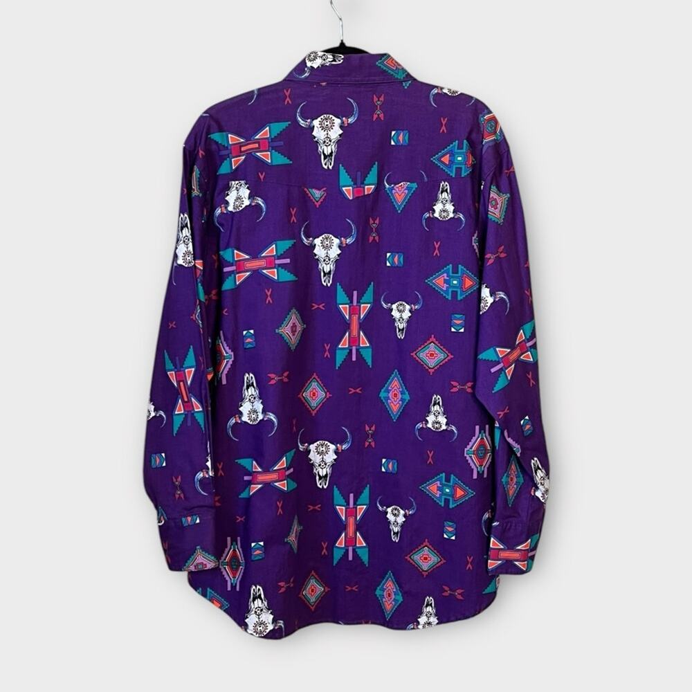WRANGLER Vintage Purple Western Cotton Button Down Shirt Size XL Southwestern - Picture 3 of 6